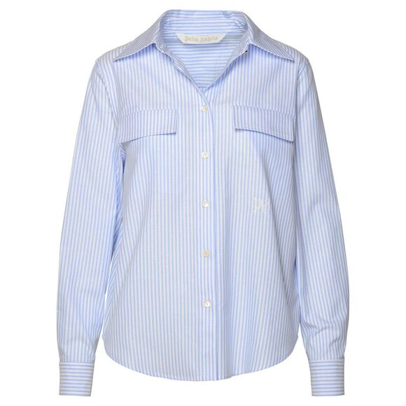 PALM ANGELS Light Blue Cotton Shirt